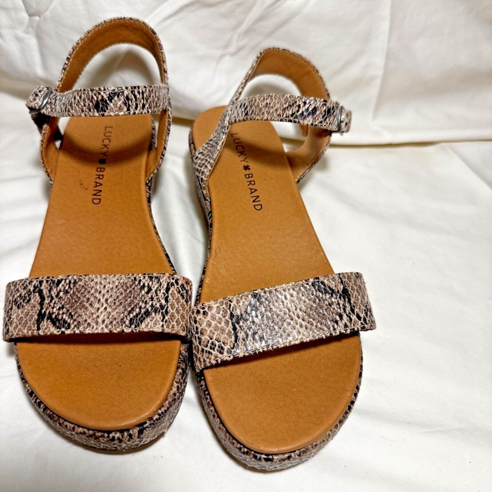 Lucky Brand Girls Size 3 M Platform Sandals Snake Skin Pattern